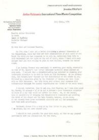 Portada:Carta dirigida a Arthur Rubinstein. Tel Aviv (Israel), 22-07-1974