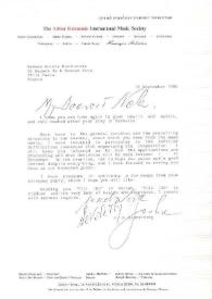 Portada:Carta dirigida a Aniela Rubinstein. Tel Aviv (Israel), 15-09-1988
