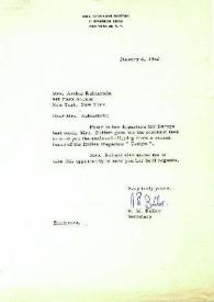 Portada:Carta dirigida a Aniela Rubinstein. Nueva York , 02-01-1962