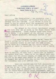 Portada:Carta dirigida a Arthur Rubinstein. Nueva York, 20-05-1959