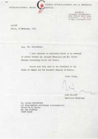 Portada:Carta dirigida a Arthur Rubinstein. París (Francia), 10-02-1975
