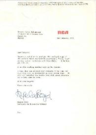 Portada:Carta dirigida a Arthur Rubinstein. Londres (Inglaterra), 02-02-1973