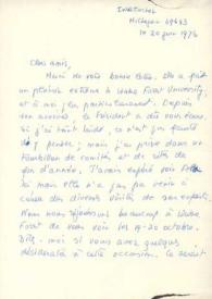 Portada:Carta dirigida a Aniela y Arthur Rubinstein. Interlochen (Michigan), 20-06-1976