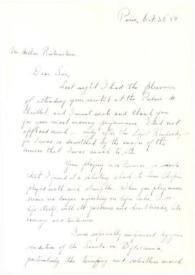 Portada:Carta dirigida a Arthur Rubinstein. París (Francia), 30-10-1954