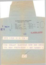 Portada:Telegrama dirigido a Arthur Rubinstein. Lisboa (Portugal), 28-05-1957