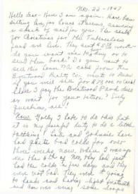 Portada:Carta dirigida a Aniela Rubinstein, 22-11-1947