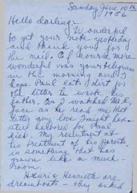 Portada:Carta dirigida a Aniela Rubinstein. París (Francia), 10-06-1956