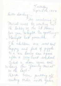 Portada:Carta dirigida a Aniela Rubinstein, 14-04-1959
