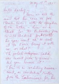 Portada:Carta dirigida a Aniela Rubinstein. Nueva York, 15-05-1959
