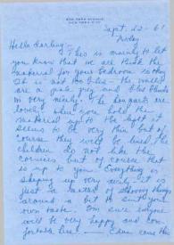 Portada:Carta dirigida a Aniela  Rubinstein. Nueva York, 22-09-1961
