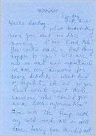 Portada:Carta dirigida a Aniela Rubinstein. Nueva York, 08-10-1961