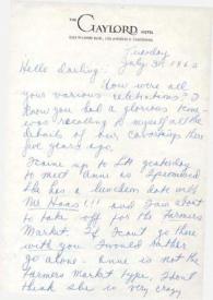 Portada:Carta dirigida a Aniela Rubinstein. Los Angeles (California), 31-07-1962