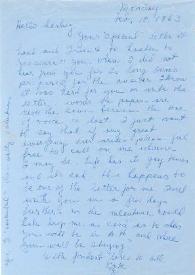 Portada:Carta dirigida a Aniela Rubinstein, 18-02-1963