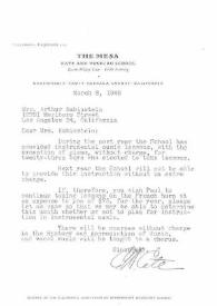 Portada:Carta dirigida a Aniela Rubinstein. Carpinteria (Argentina), 08-03-1946