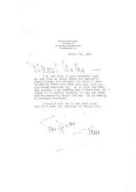 Portada:Carta dirigida a Aniela Rubinstein. Filadelfia (Pensilvania), 13-04-1959