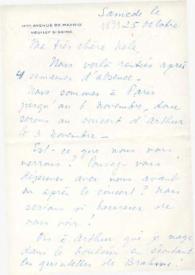 Portada:Carta dirigida a Aniela Rubinstein. París (Francia), 25-10-1969