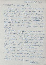 Portada:Carta dirigida a Aniela Rubinstein. París (Francia), 22-11-1977