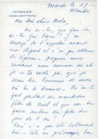 Portada:Carta dirigida a Aniela Rubinstein. París (Francia), 27-12-1977
