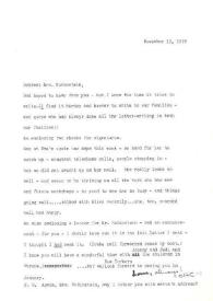 Portada:Carta dirigida a Aniela Rubinstein. Nueva York, 15-11-1979