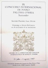 Portada:IX Concurso Internacional de Piano Paloma O'Shea