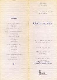 Portada:Pruebas de Selección de Alumnos Curso 1992 - 1993 : Convocatoria de Becas : Cátedra de Viola