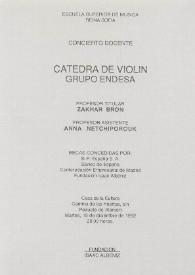Portada:Concierto Docente : Cátedra de Violín “Grupo Endesa”