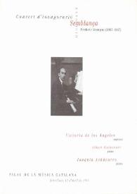 Portada:Concierto de Inauguración Semblanza : Federico Mompou (1893 - 1987)