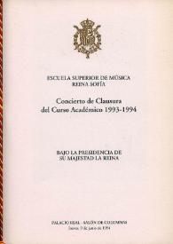 Portada:Concierto de Clausura del Curso Académico 1993 - 1994