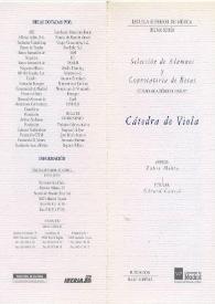 Portada:Selección de Alumnos y Convocatoria de Becas : Curso Académico 1996 - 1997 : Cátedra de Viola