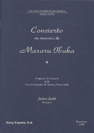 Portada:Concierto en Memoria de Masaru Ibuka = Concert en memòria de Masaru Ibuka