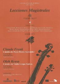 Portada:Lecciones Magistrales : Claude Frank (Piano), Oleh Krysa (Violín)