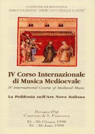 Portada:IV Curso Internacional de Música Medieval = IV Corso Internazionale diu Musica Medioevale = IV International Course of Medieval Music