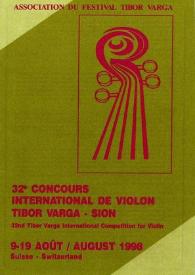 Portada:32 Concurso Internacional de Violín  Tibor Varga - Sion = 32e Cocncours International de Violon Tibor Varga - Sion