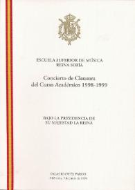 Portada:Concierto de Clausura del Curso Académico 1998 - 1999