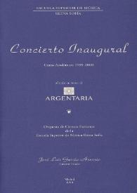 Portada:Concierto Inaugural : Curso Académico 1999 - 2000