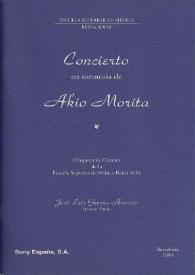 Portada:Concierto en memoria de Akio Morita = Concert en memòria d' Akio Morita