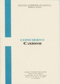 Portada:Concierto Canon = Concert Canon