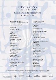 Portada:Fundación Lázaro Galdiano: Conciertos de Primavera mayo - junio 2002