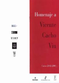 Portada:Homenaje a Vicente Cacho Viu