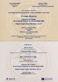 Portada:Concierto de Inauguración del Curso Académico 2002 - 2003 : Cátedra Banesto