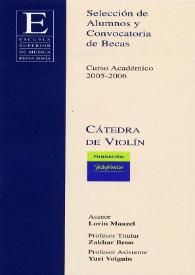 Portada:Selección de Alumnos y Convocatoria de Becas : Curso Académico 2005 - 2006 : Cátedra de Violín Fundación Telefónica