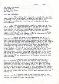 Portada:Contrato entre Arthur Rubinstein y RCA para la grabación de 16 selecciones por año (durante tres años)