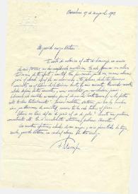 Portada:Carta dirigida a Arthur Rubinstein. Barcelona (España), 29-05-1969