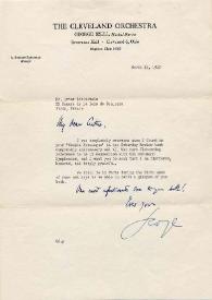 Portada:Carta dirigida a Arthur Rubinstein. Cleveland (Ohio) , 15-03-1960