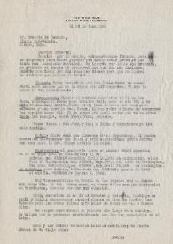 Portada:Carta dirigida a Ernesto de Quesada. Nueva York, 26-05-1951