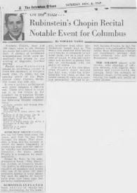 Portada:Rubinstein's Chopin Recital Notable Event for Columbus