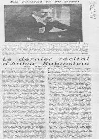 Portada:Le dernier récital d'Arthur Rubinstein
