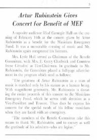 Portada:Artur (Arthur) Rubinstein gives concert for benefit of MEF
