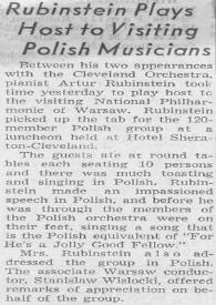 Portada:Rubinstein plays host to visiting polish musicians