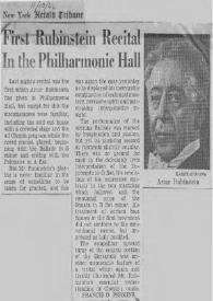 Portada:First Rubinstein Recital in the Philharmonic Hall